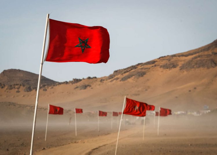 ambiance, flag, drapeau during the Rallye du Maroc 2021, from October 8 to 13, 2021 in Zagora, Morocco - Photo Antonin Vincent / DPPI (Photo by ANTONIN VINCENT / Antonin Vincent / DPPI via AFP)